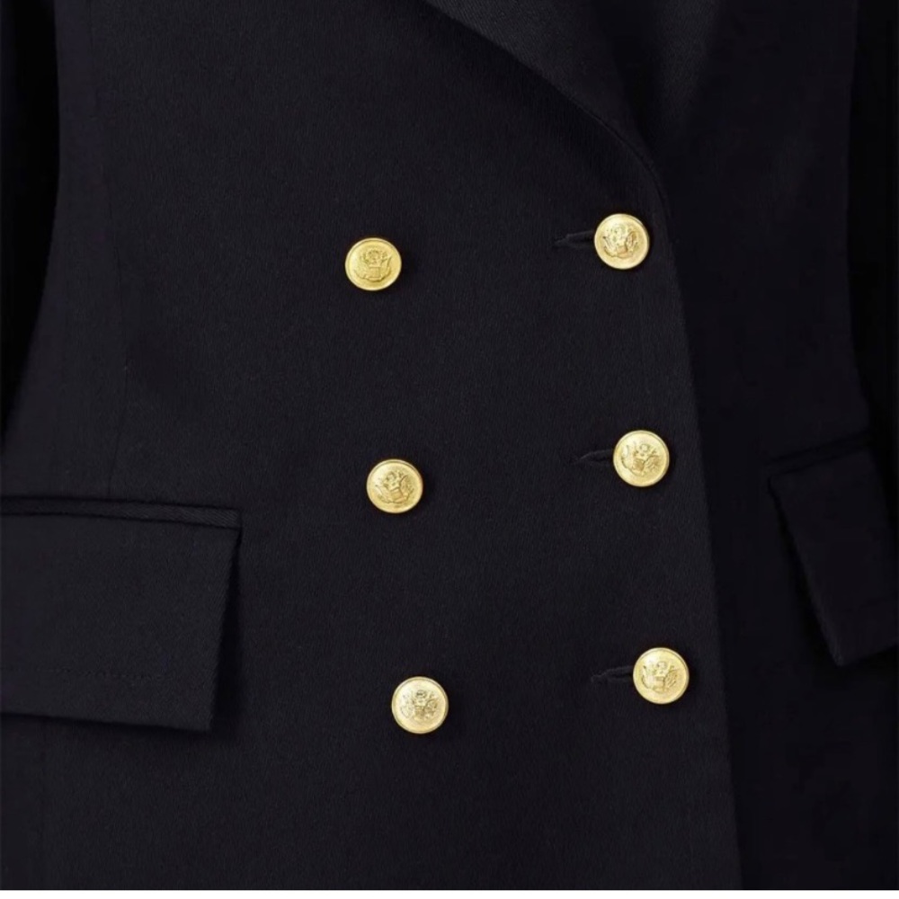 Victor Alfaro Collective Navy Blue Twill
Double Breasted Long Coat - Size Small - Picture 8 of 9